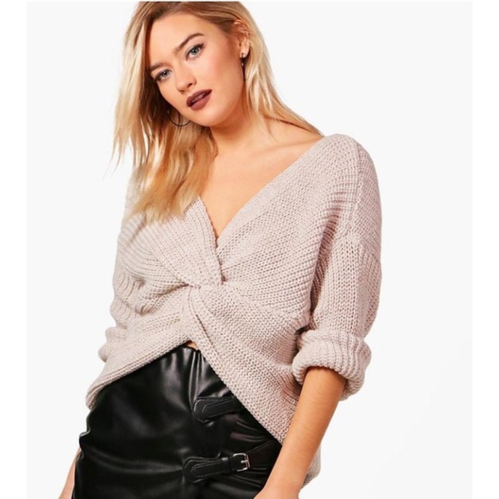 Boohoo Tie Front Sweater